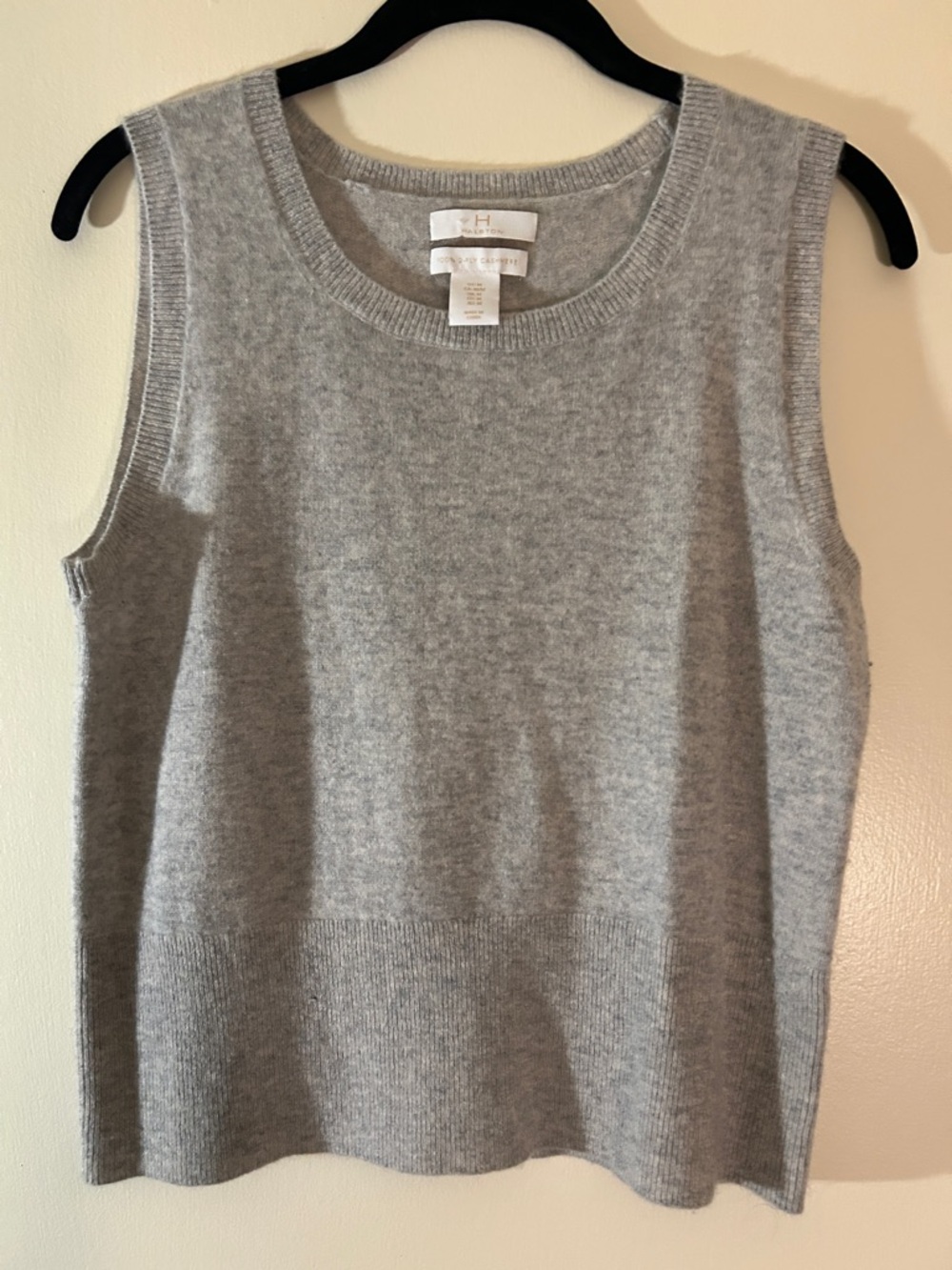 H by Halston Light Gray Sleeveless Cashmere lightweight sweater